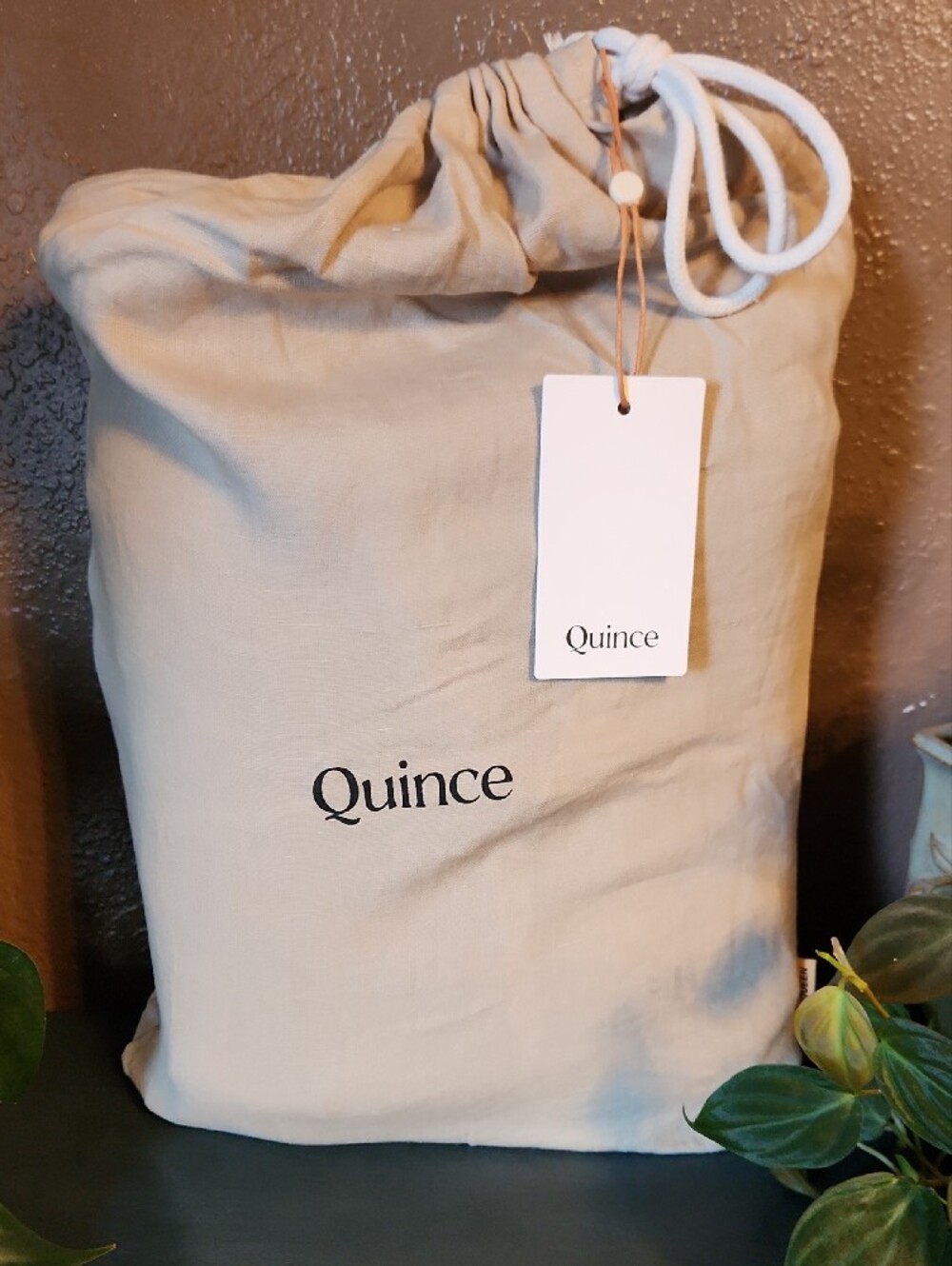 Quince Queen European Linen Duvet Cover Set With Shams - Toffee